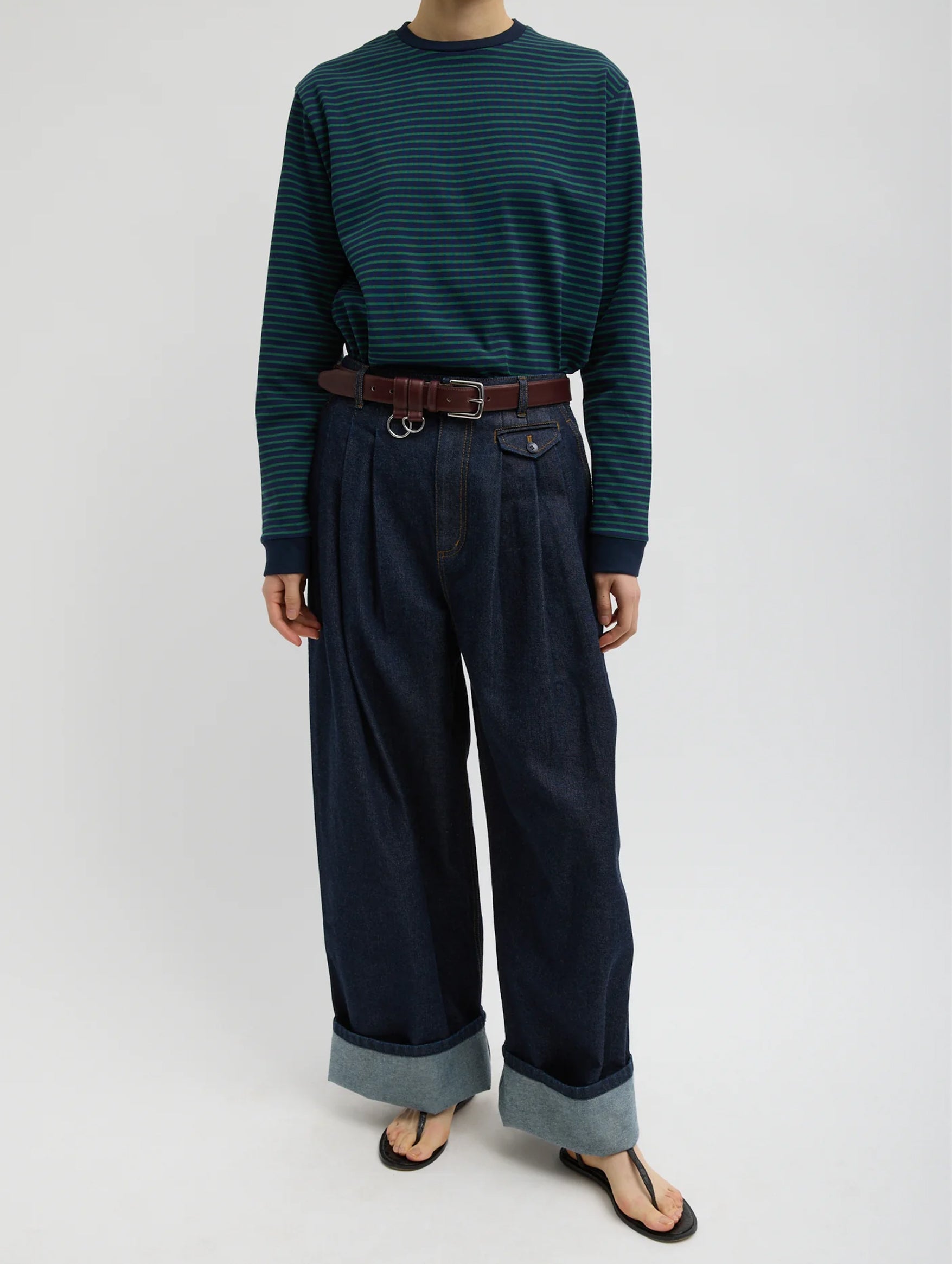 Triple Pleat Jean in Indigo