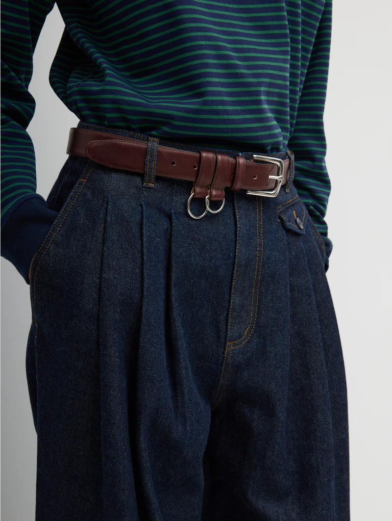 Triple Pleat Jean in Indigo