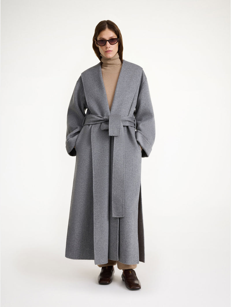 Trullem Wool Coat in Grey Melange