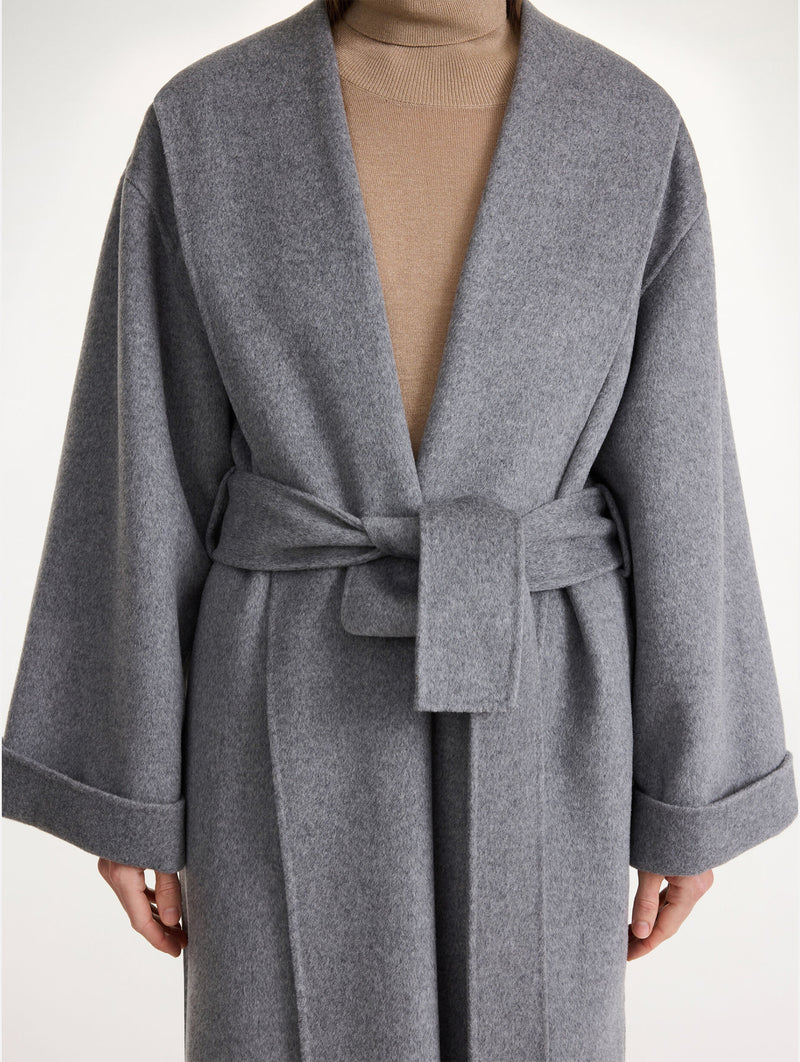 Trullem Wool Coat in Grey Melange