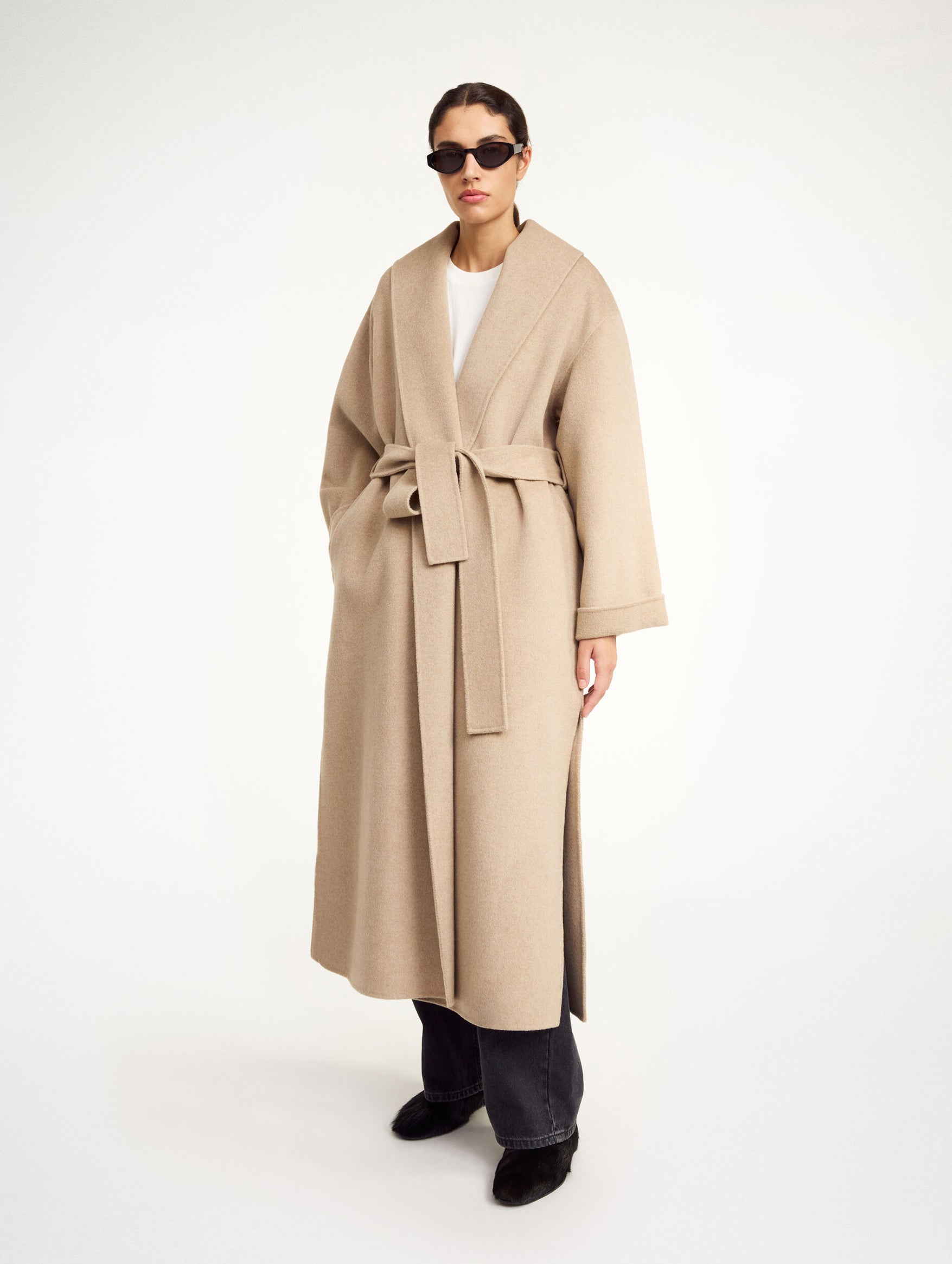 Trullem Wool Coat in Grey Brown