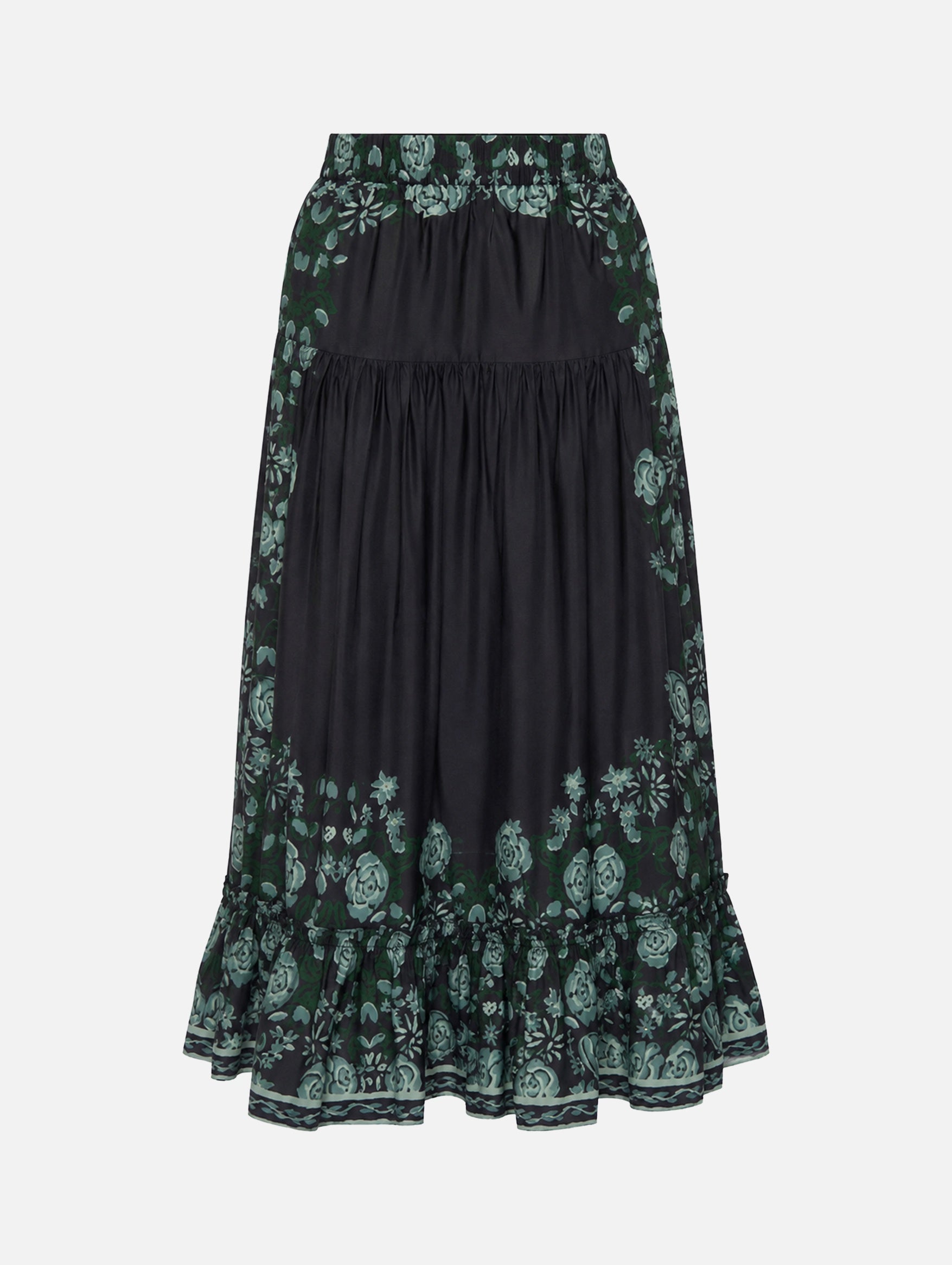 Tulla Skirt in Green/Black Multi