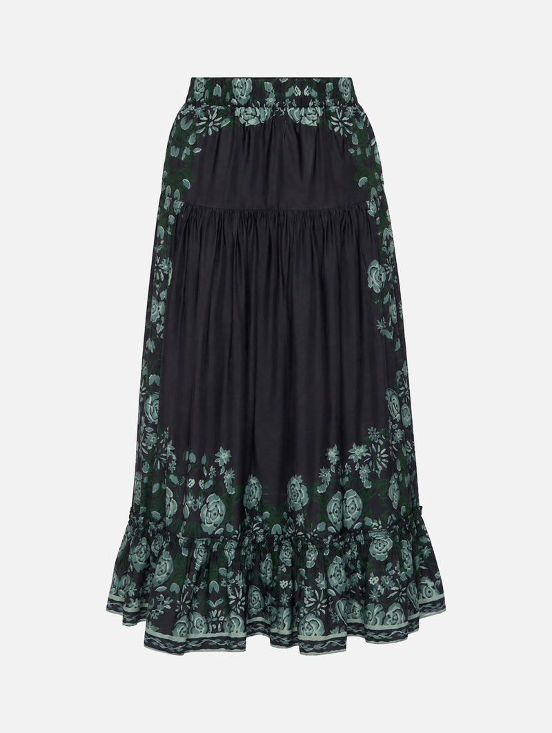 Tulla Skirt in Green/Black Multi