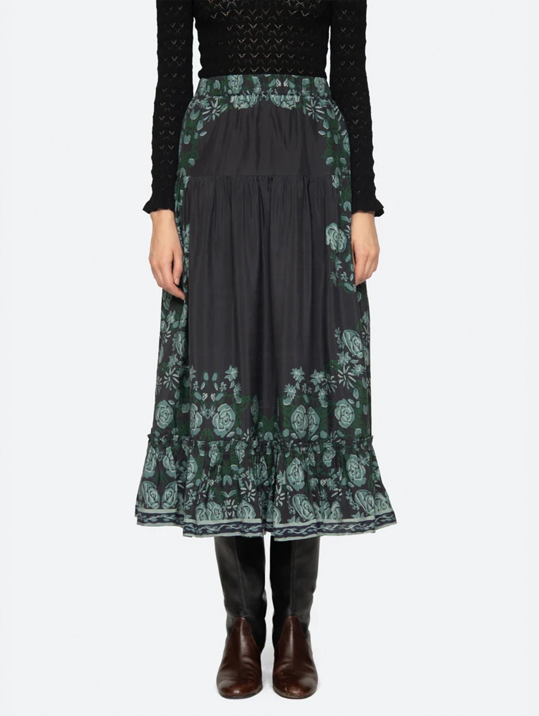 Tulla Skirt in Green/Black Multi