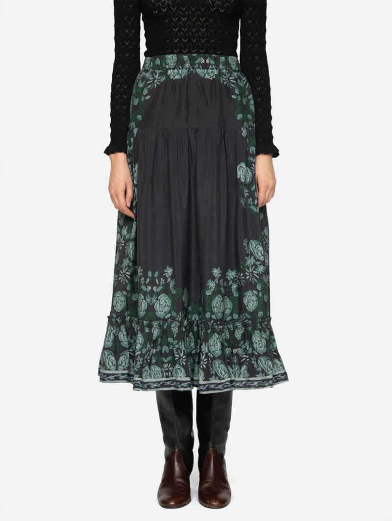 Tulla Skirt in Green/Black Multi