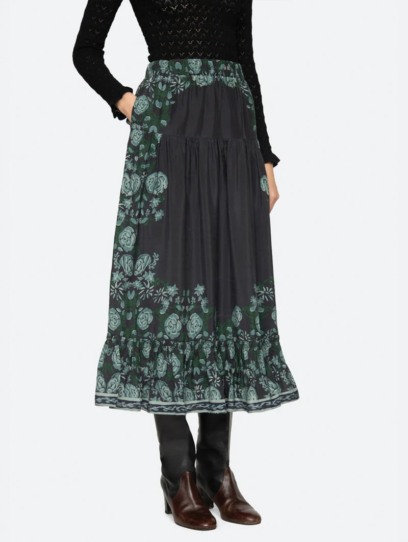 Tulla Skirt in Green/Black Multi
