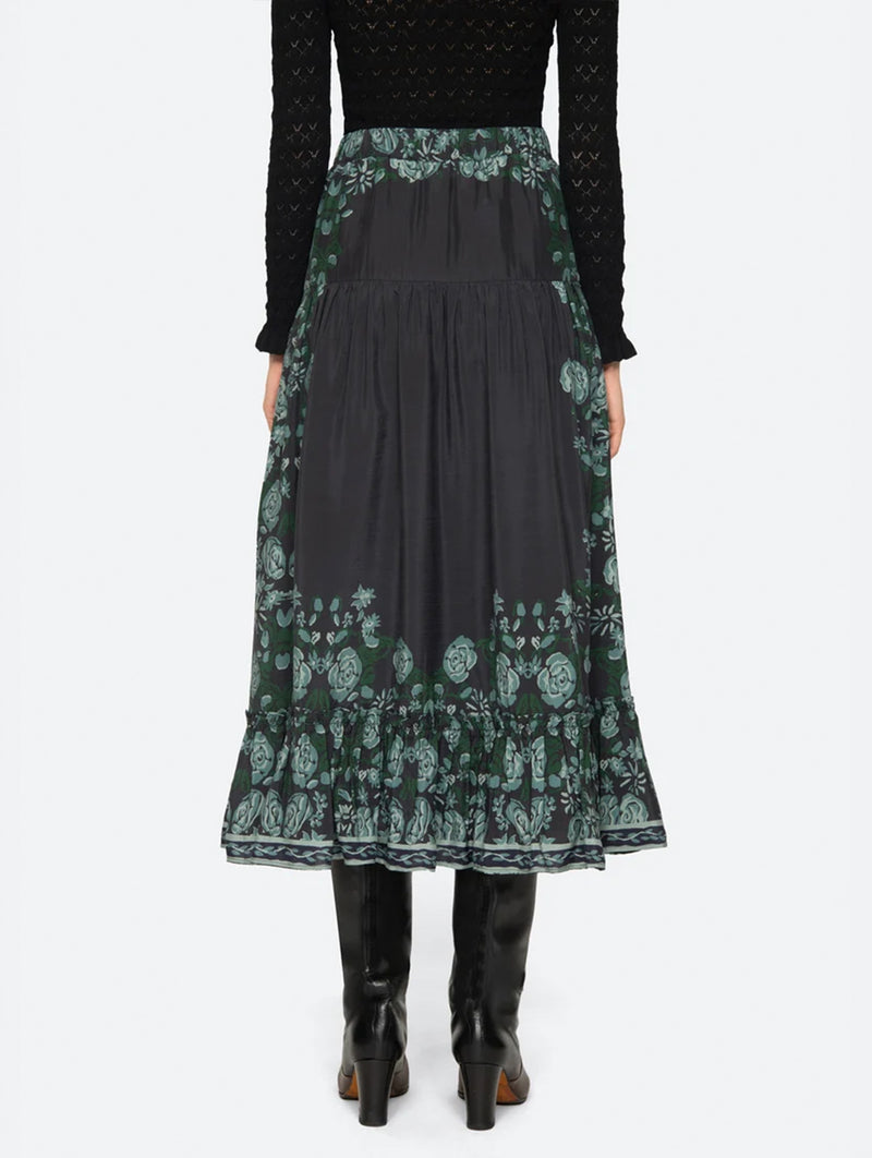 Tulla Skirt in Green/Black Multi