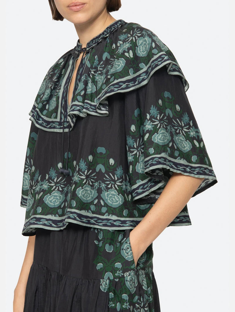 Tulla Top in Green/Black Multi