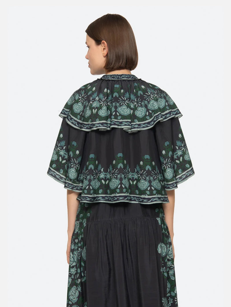 Tulla Top in Green/Black Multi