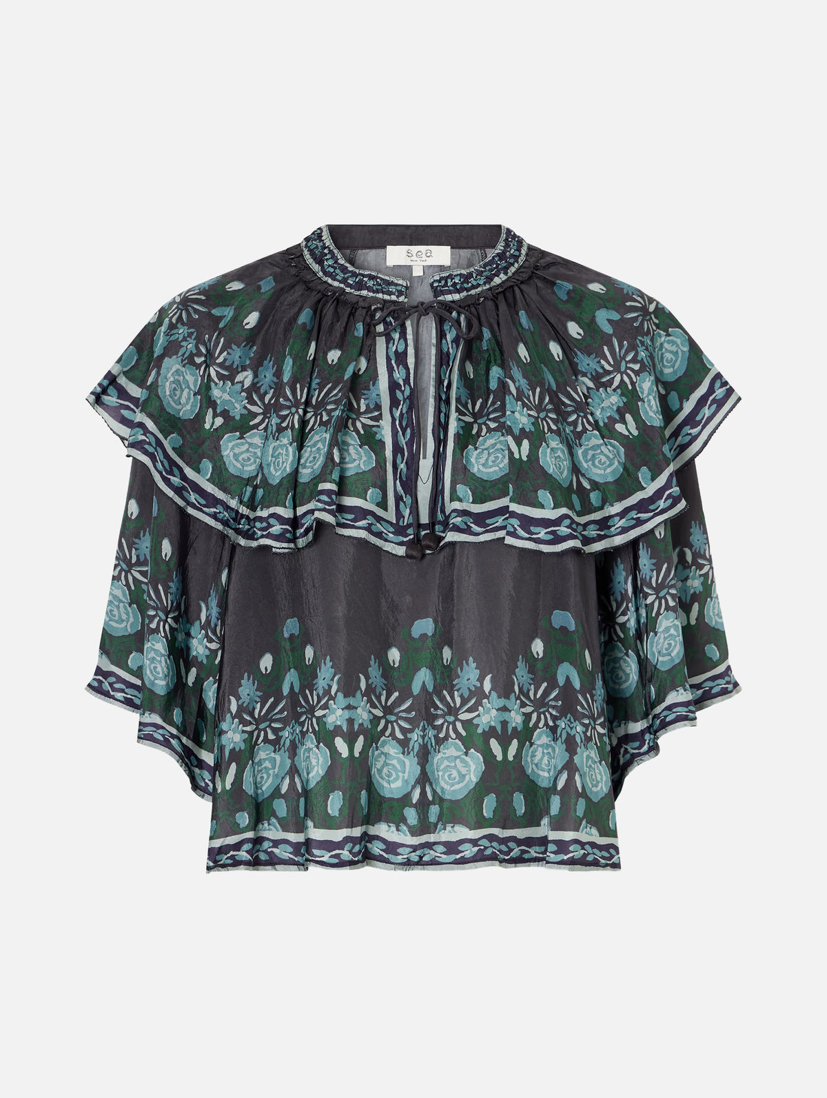 Tulla Top in Green/Black Multi