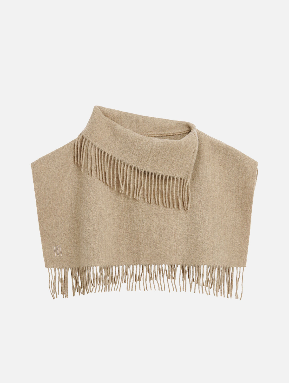 Turtla Wool Fringe Bib in Grey Brown