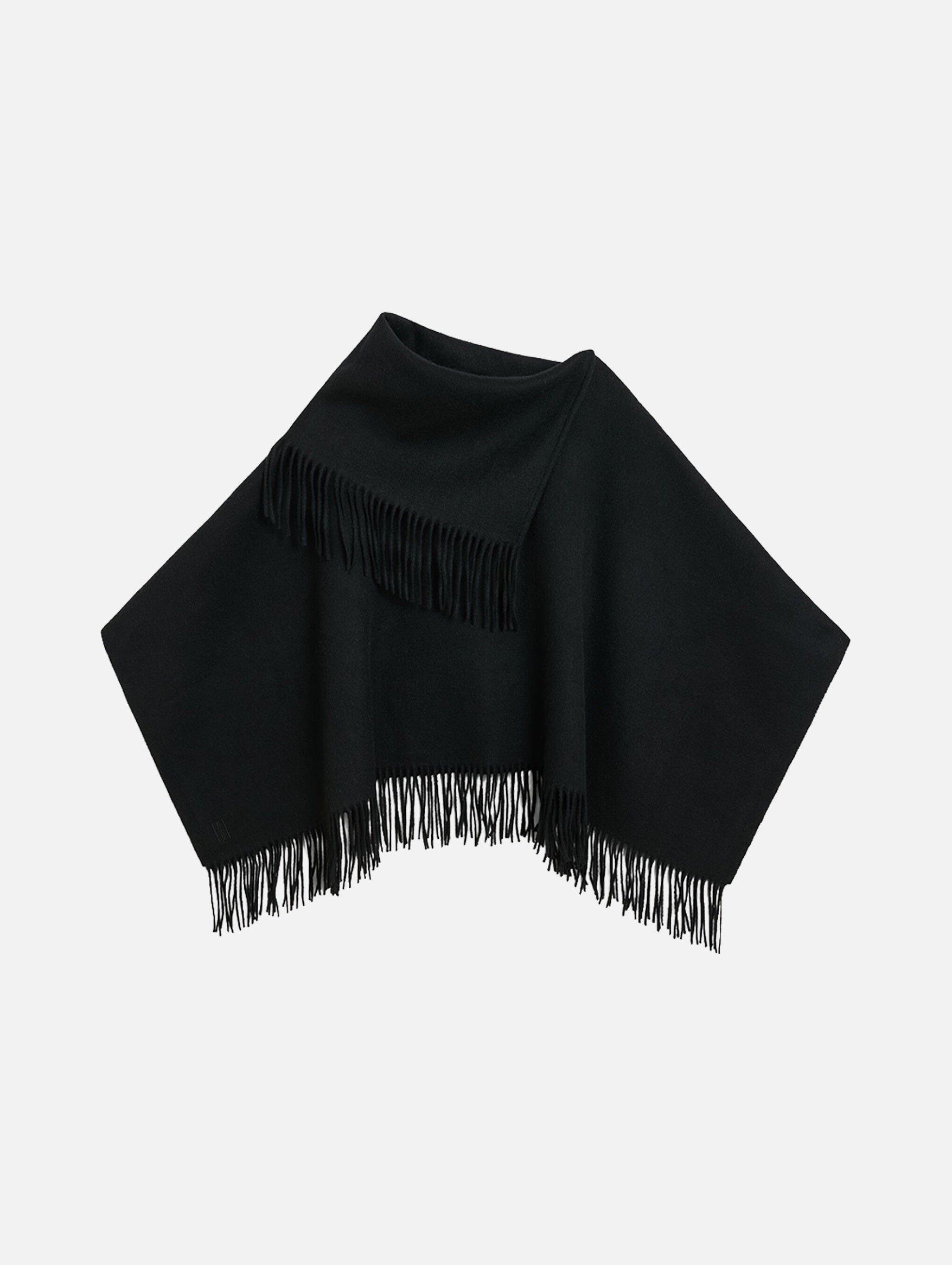 Turtma Wool Poncho in Black