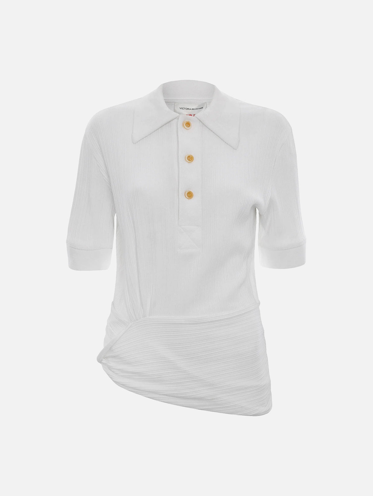 Twist Detail Polo Top in White
