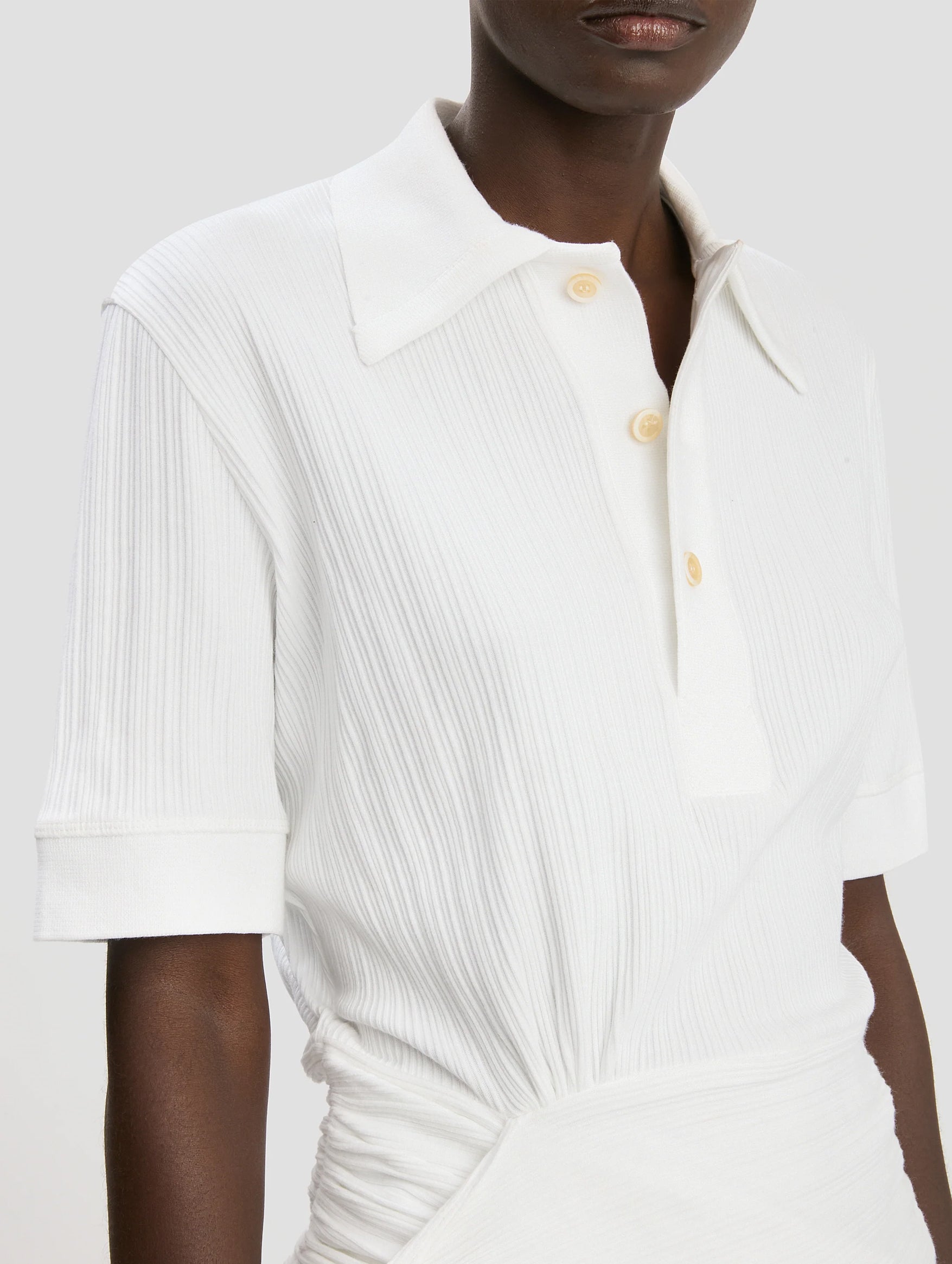 Twist Detail Polo Top in White
