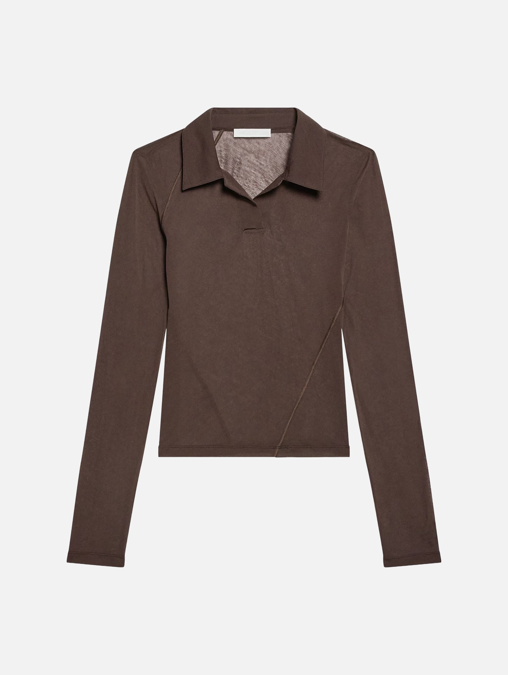 Twisted Long-Sleeve Polo in Bistre