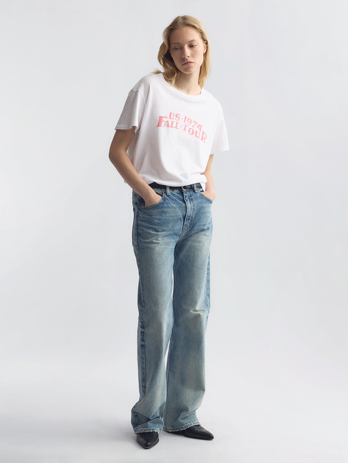 Printed Brady Tee in White Red Print