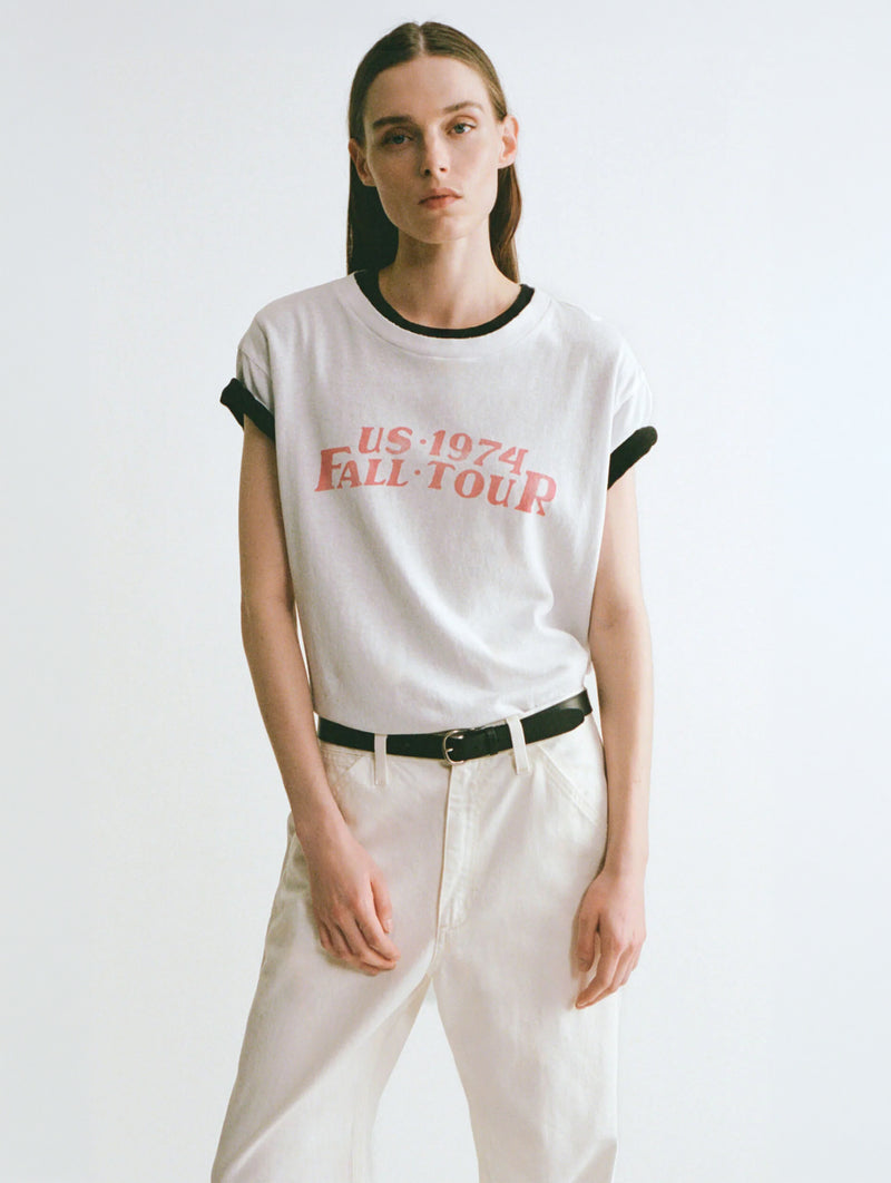 Printed Brady Tee in White Red Print