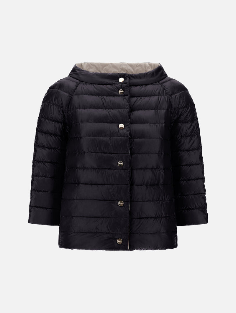 Ultralight Nylon Reversible Cape in Black/Grey