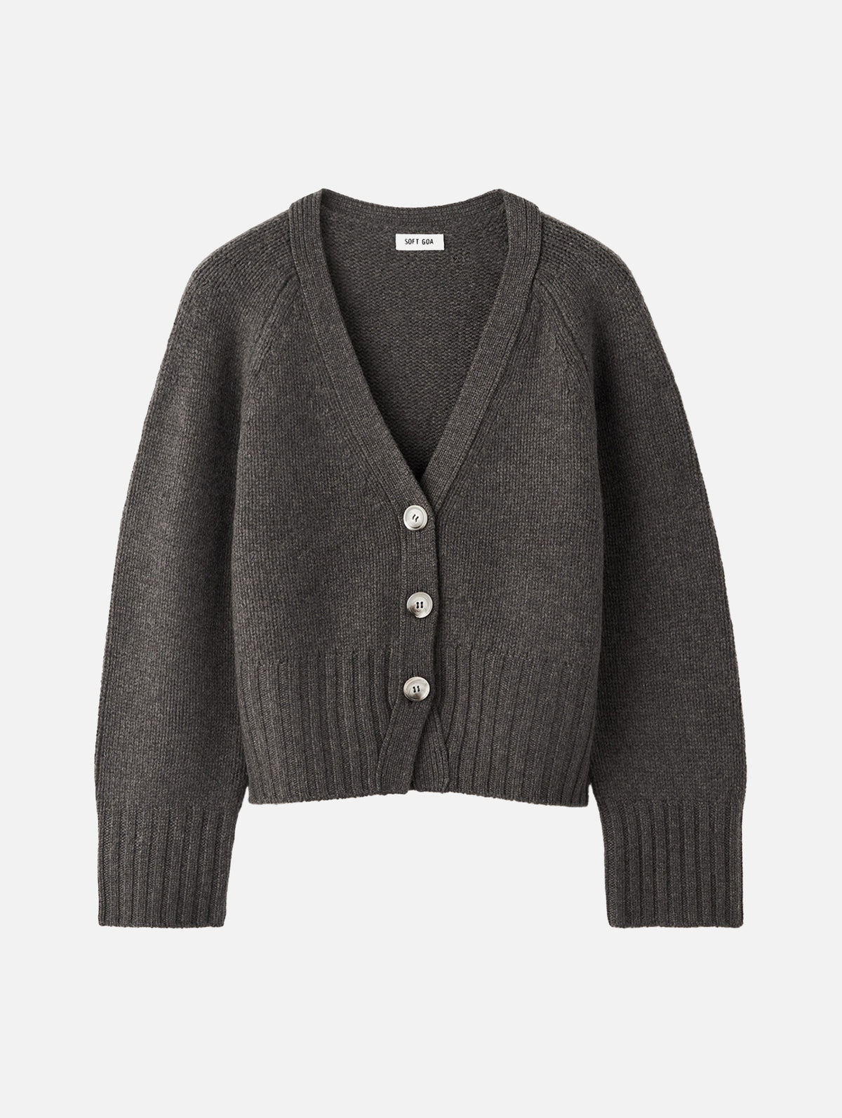 V-Neck Cashmere Cardigan in Wood