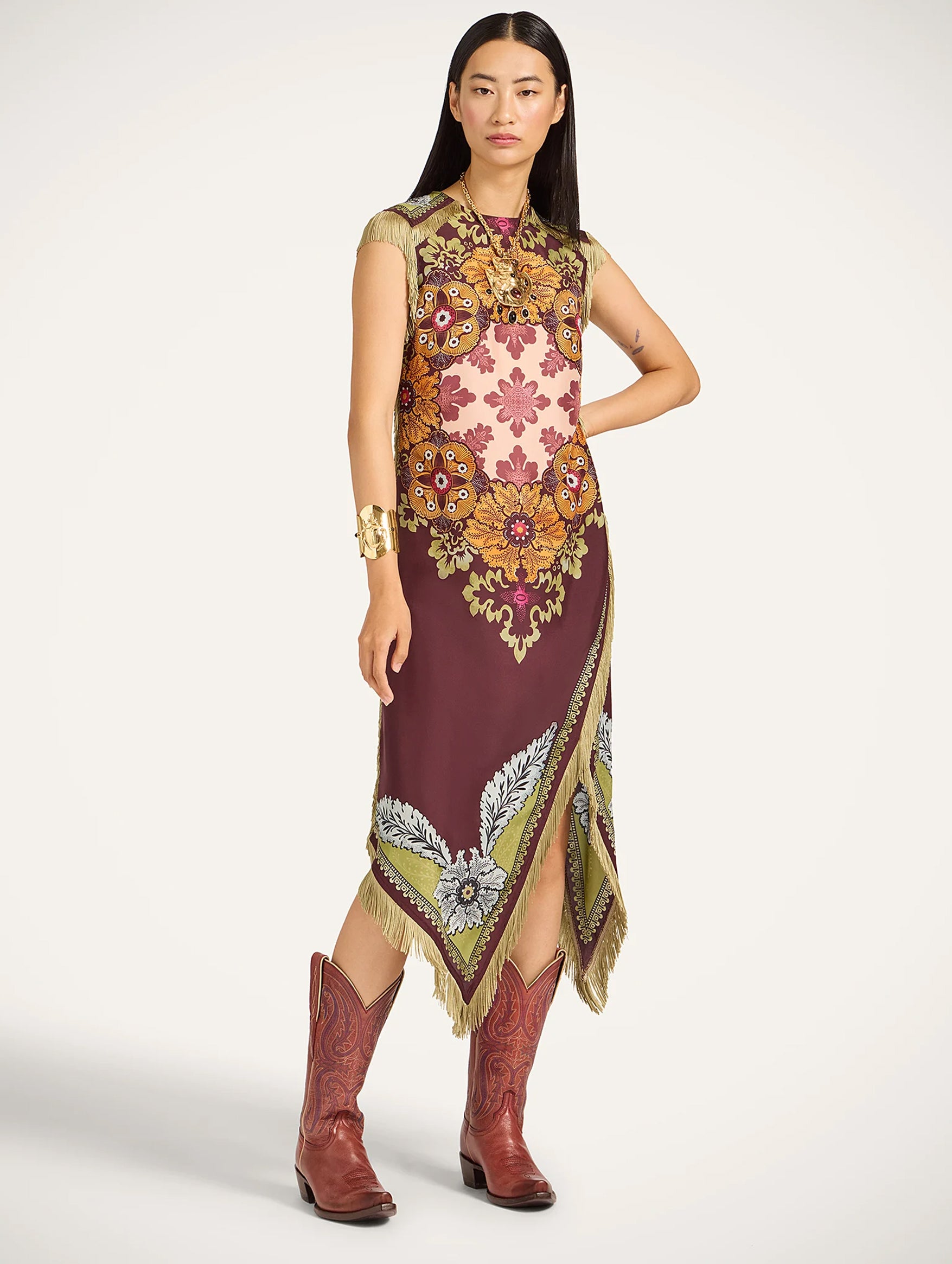 Scarf Dress in Burgundy Bounty Placée