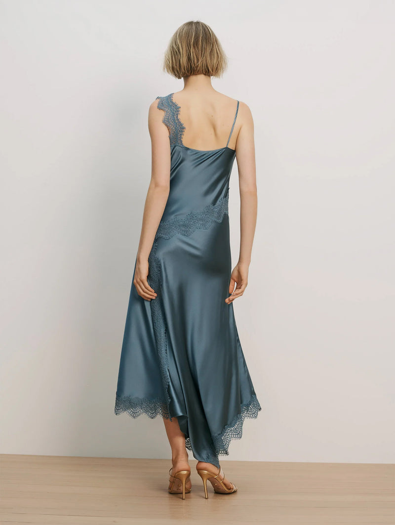 Vernon Lace Maxi Dress in Blue Steel