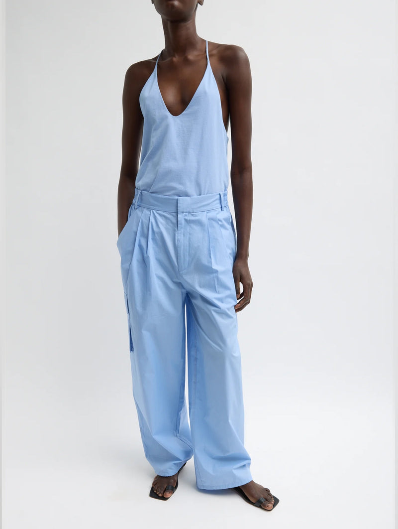 Vintage Cotton Wide Leg Cargo Pant in Blue