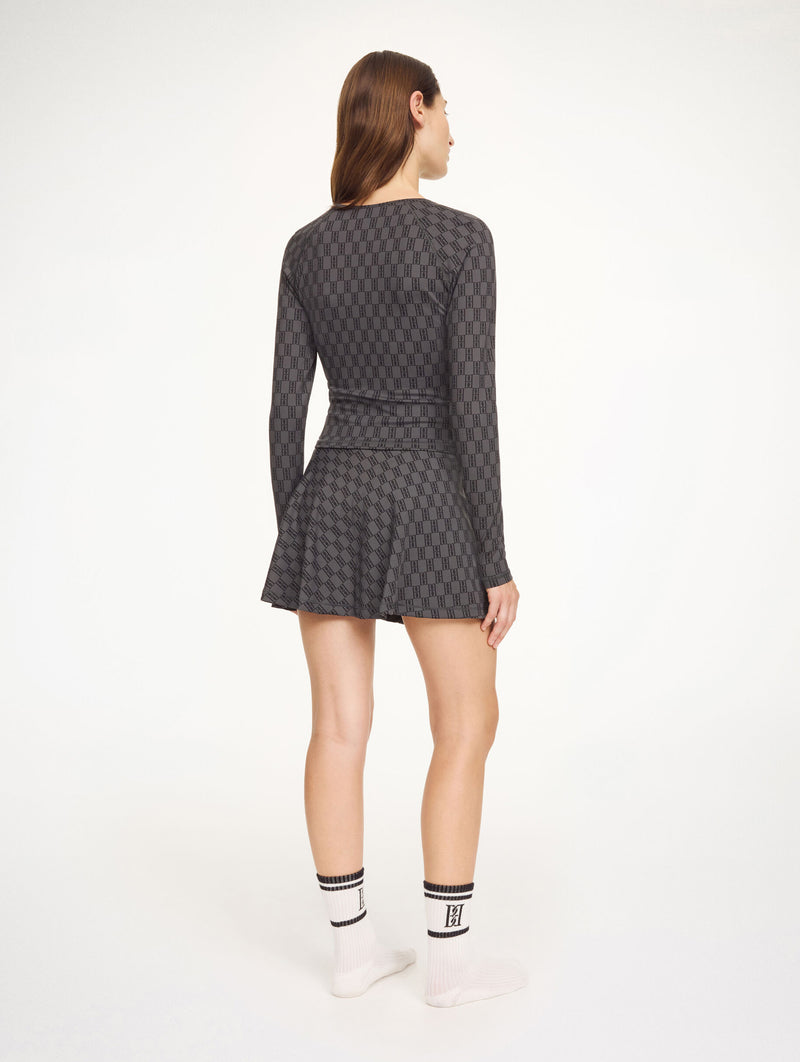 Venazia LS Athletic Top in Monogram Black & Grey