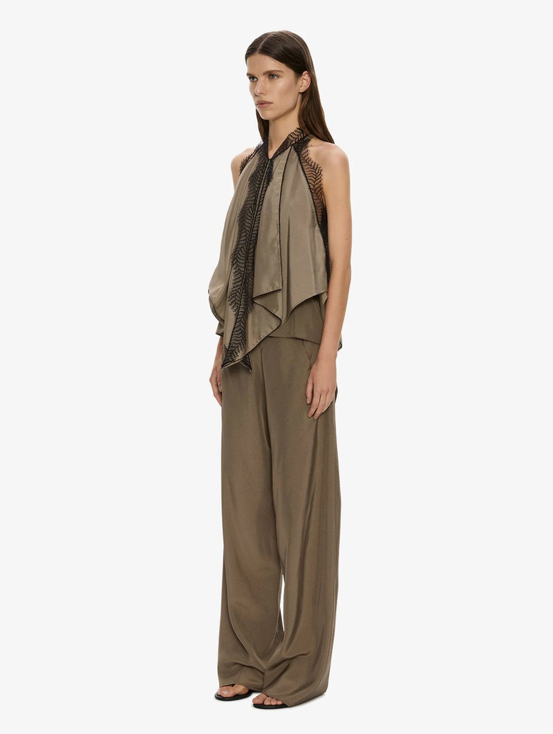 Vera Split Lace Handkerchief Top in Light Umber
