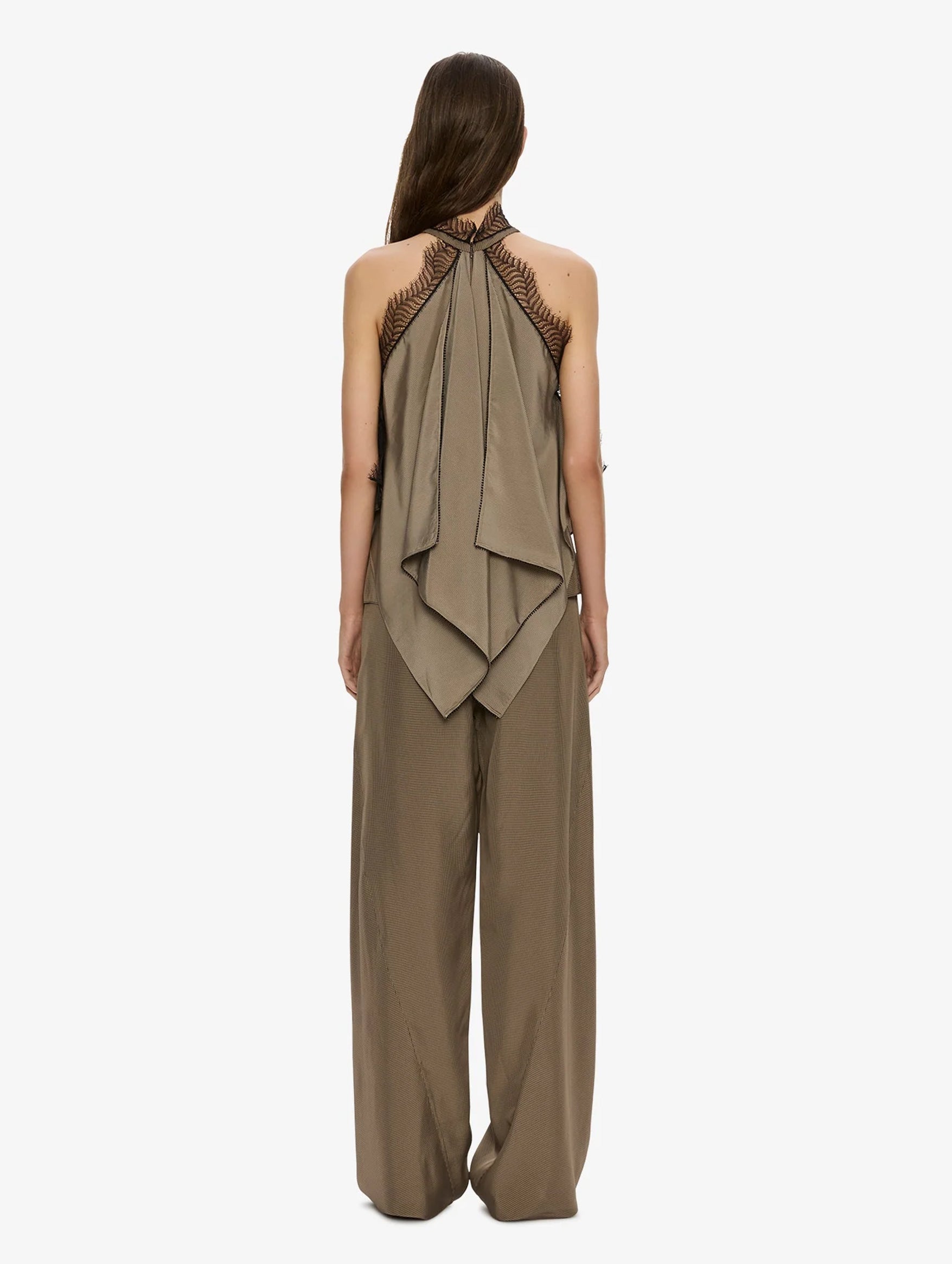 Vera Split Lace Handkerchief Top in Light Umber