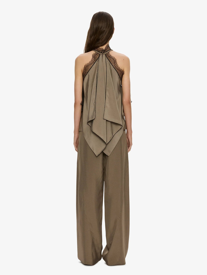 Vera Split Lace Handkerchief Top in Light Umber