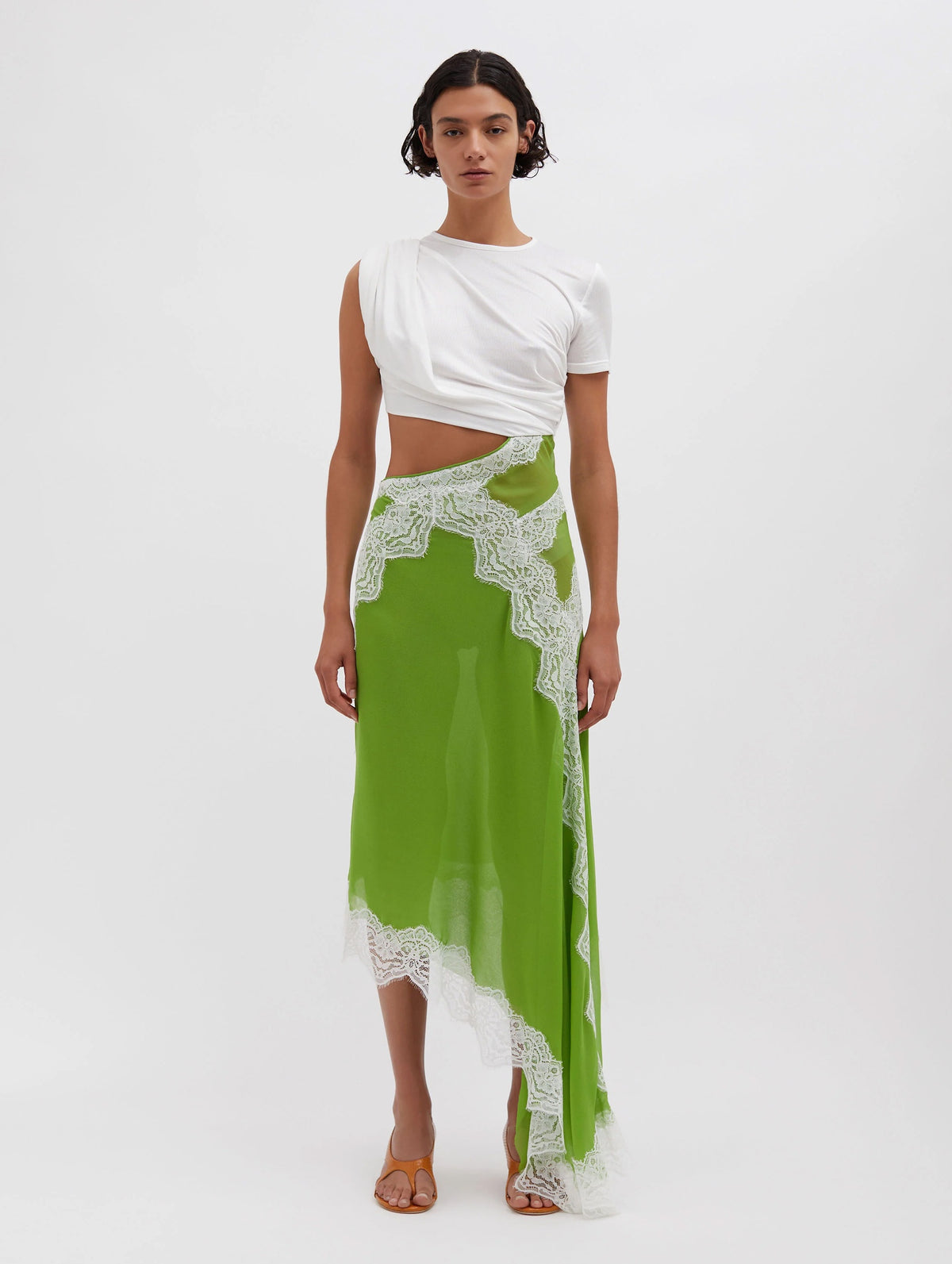 Verve Twisted Tee Dress in Verde White