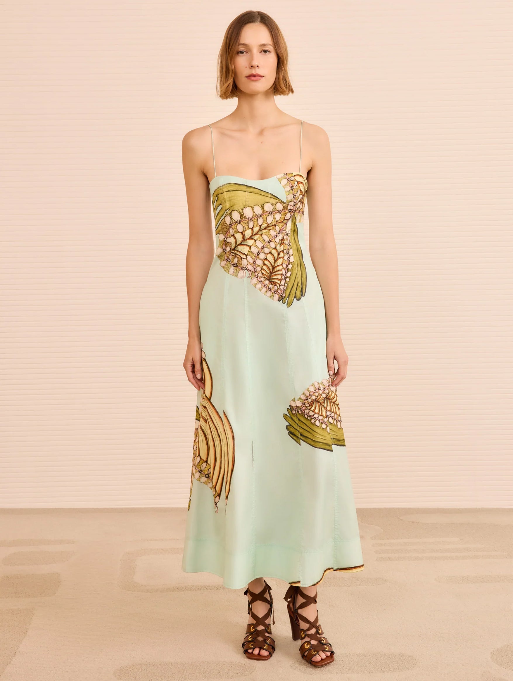 Vesela Cami Midi Dress in water Blossoms