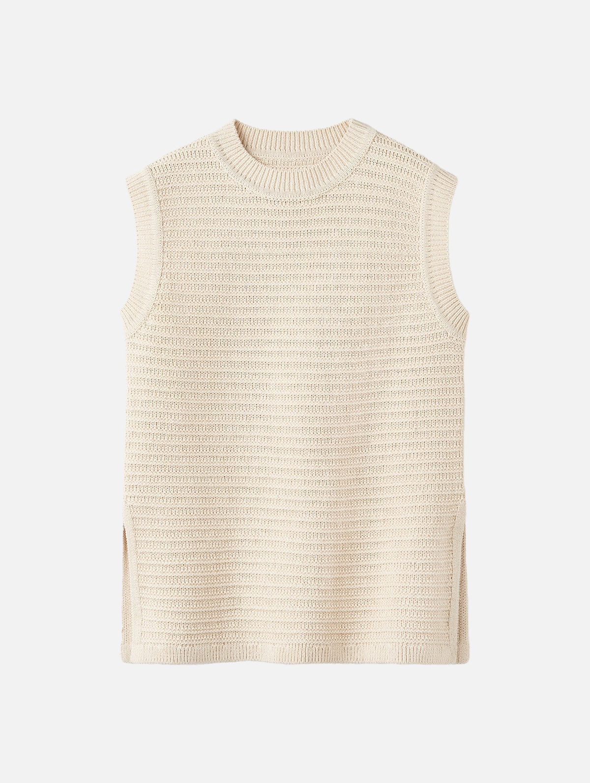 Rib Knitted Vest in Beige