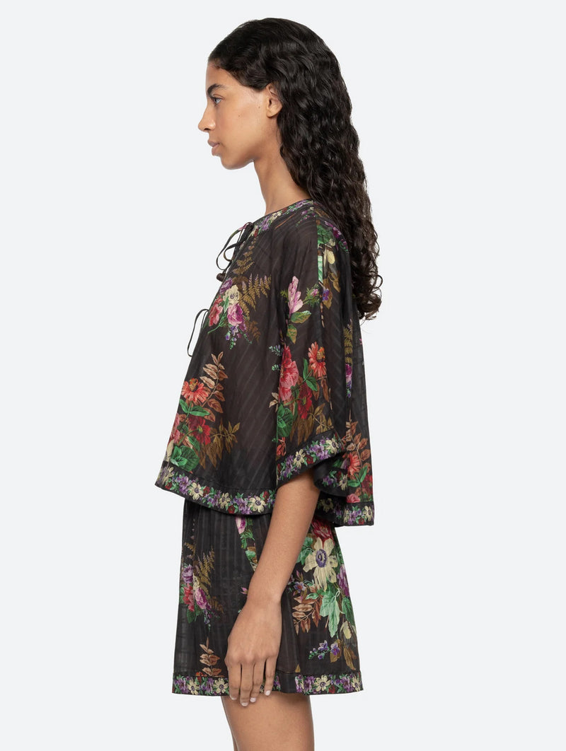 Viktoria Tie Front Top in Black