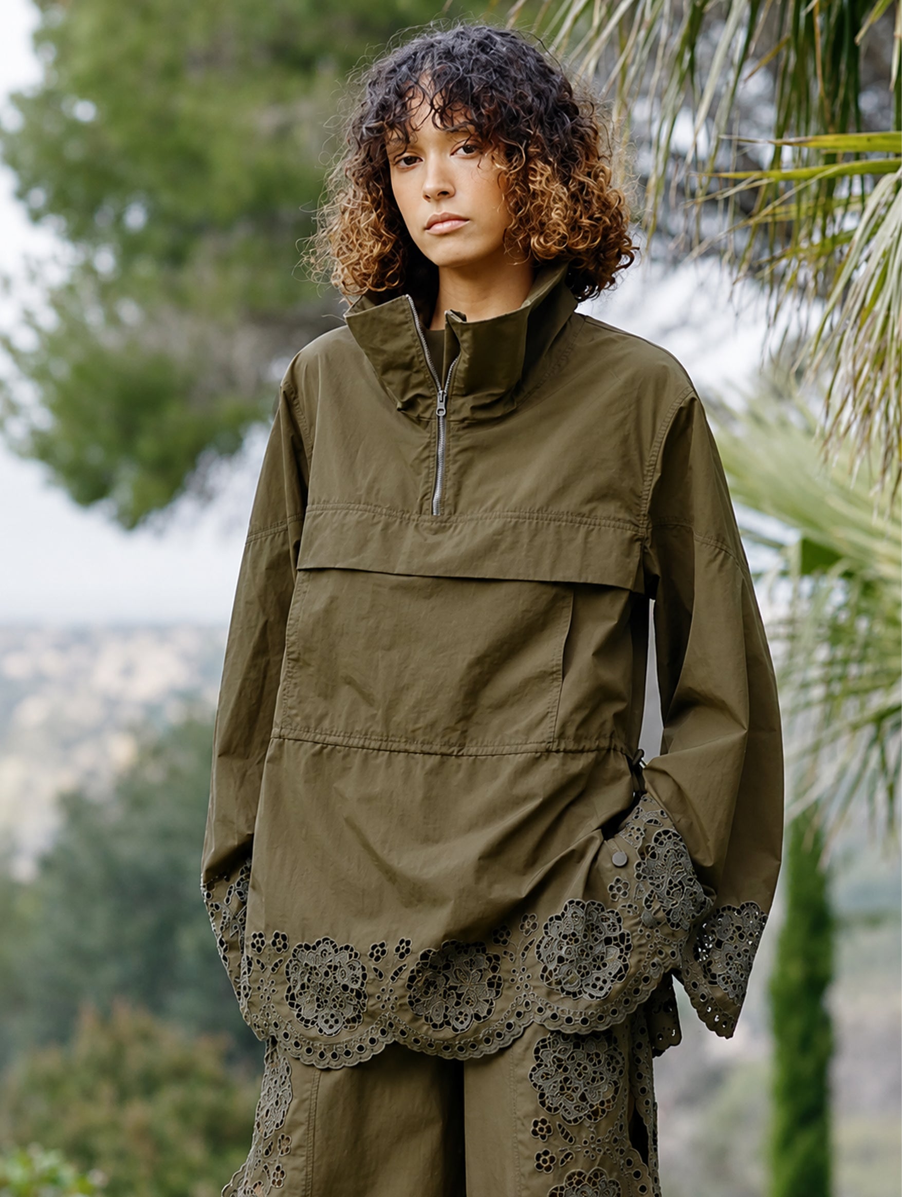 Vittoria Eyelet Jacket in Olive