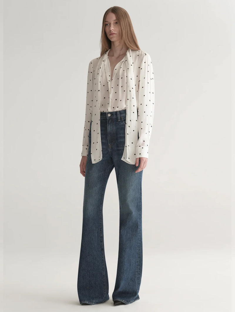 Viv Polka Dot Silk Top in Cream and Black