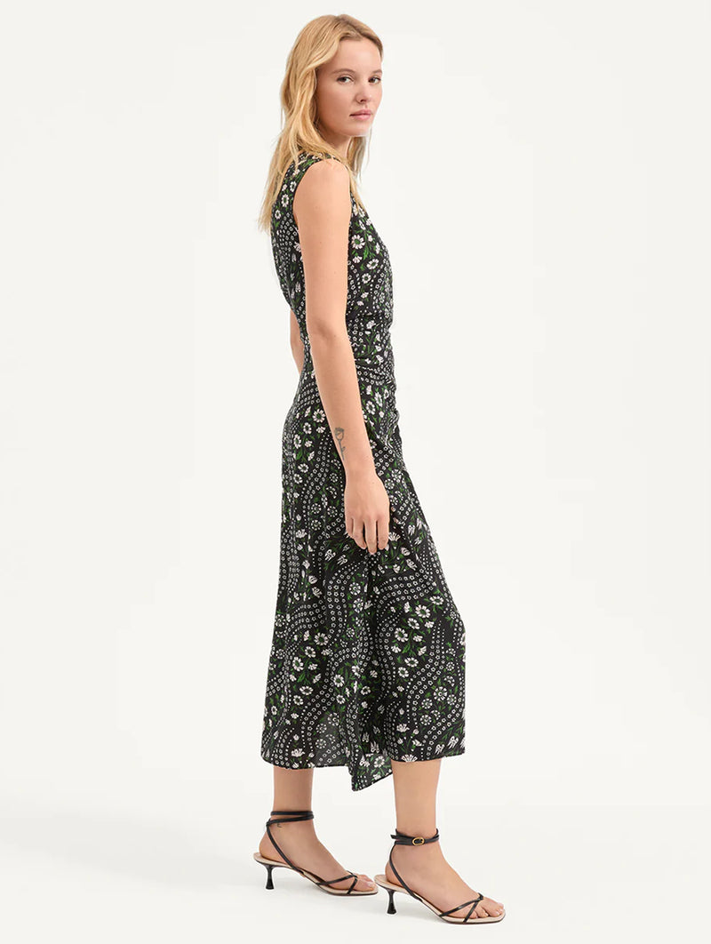 Viviana Silk Dress in Black Multi