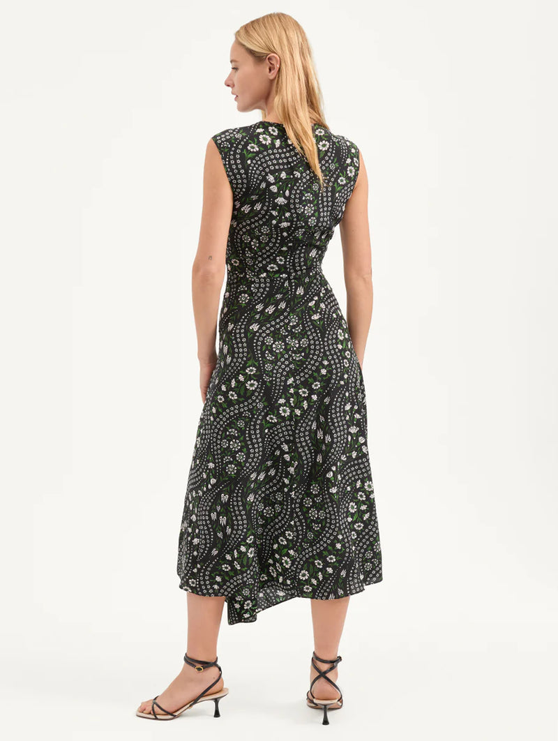 Viviana Silk Dress in Black Multi