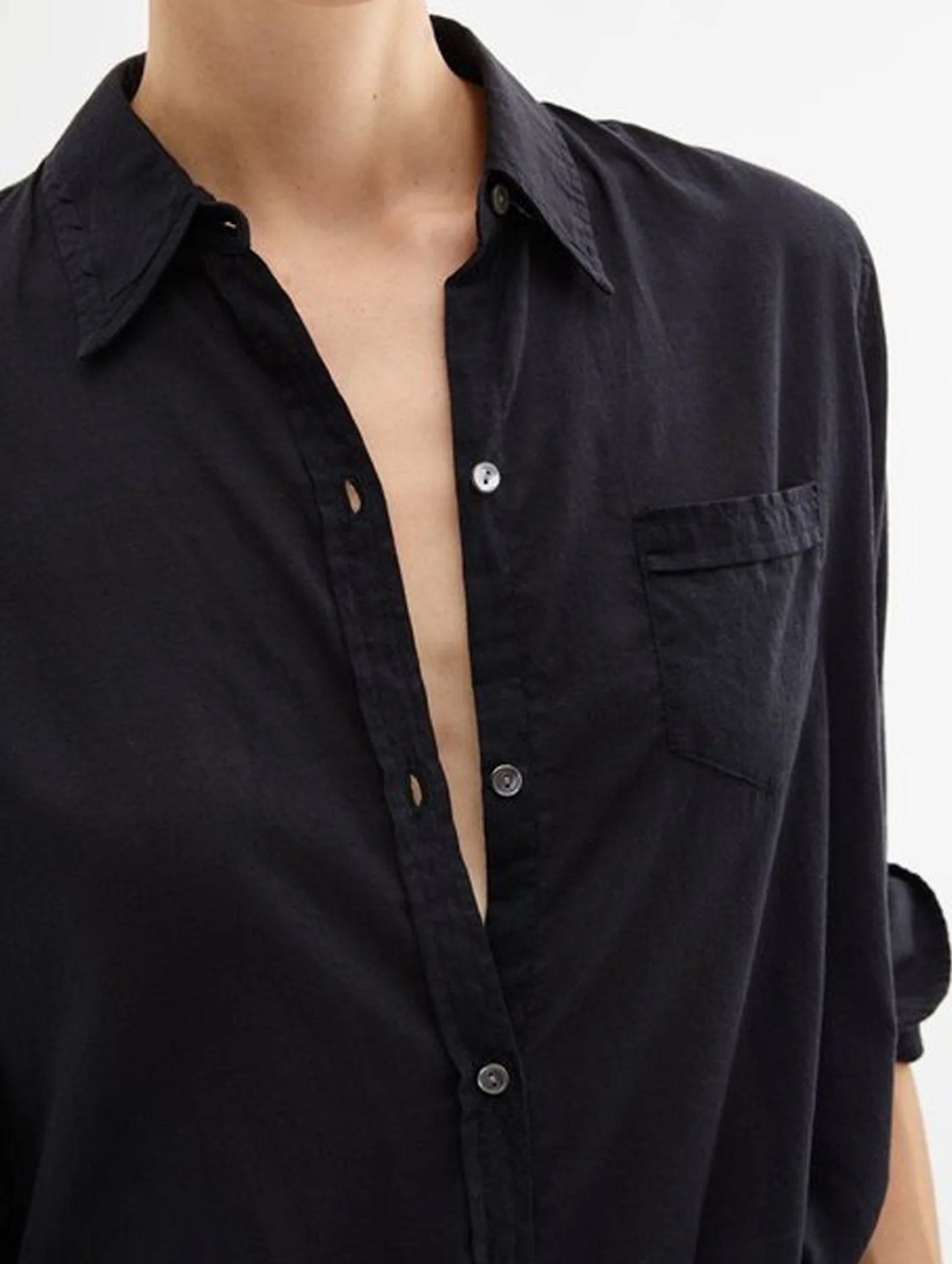 Cotton Voile NL Shirt in Black