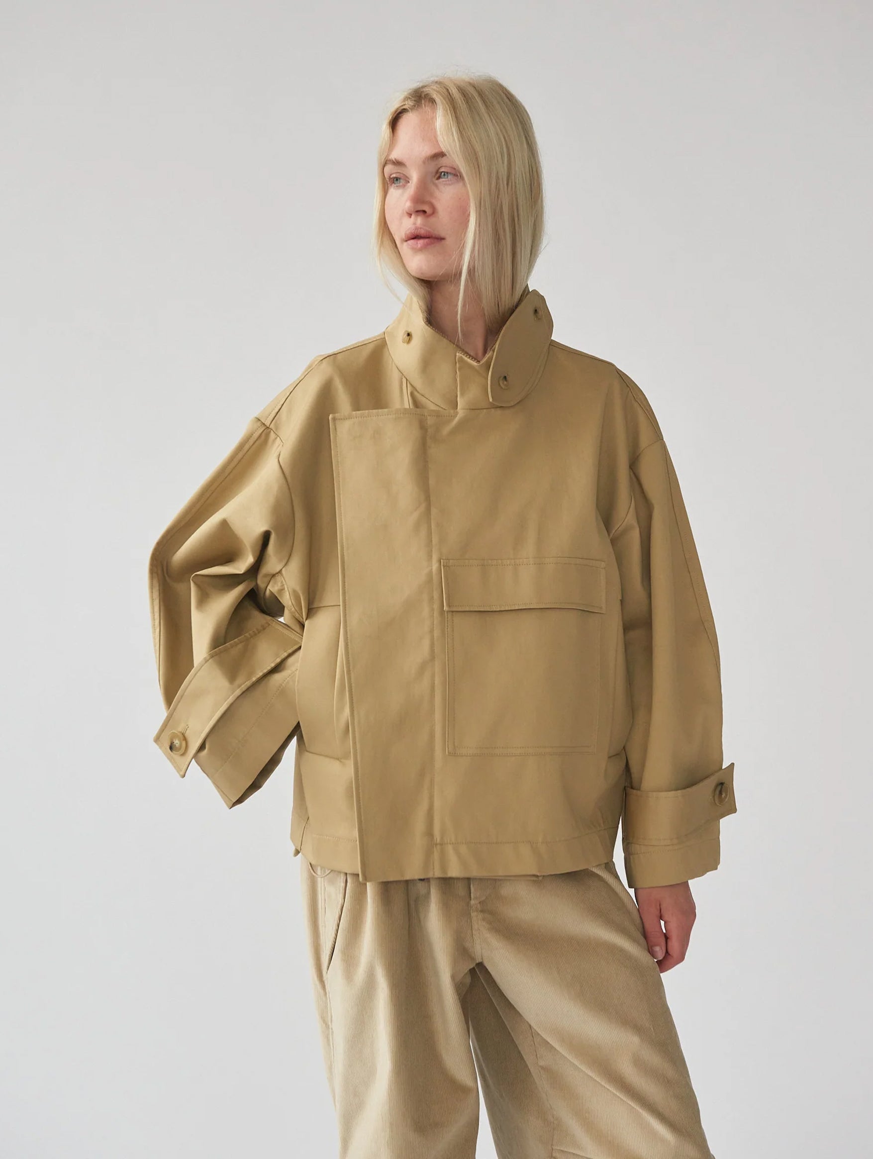 Water Resistant Trench Jacket in Beige