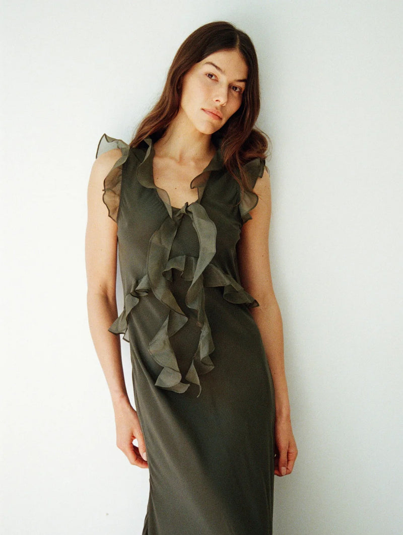 Weak In The Knees Dress in Driftwood Green