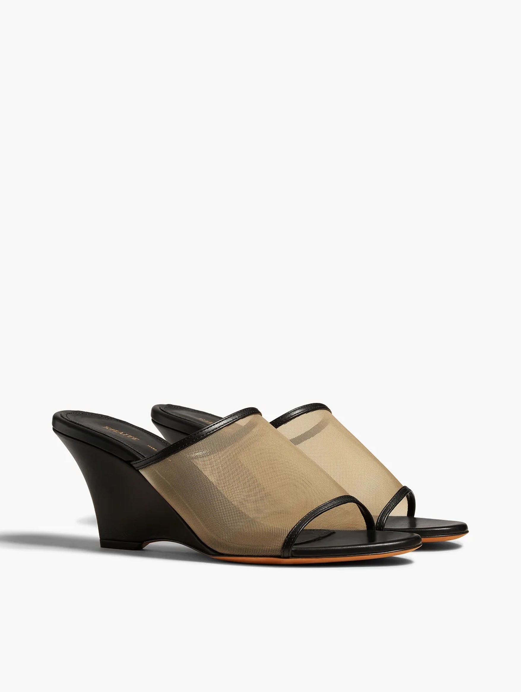 Marion Wedge Mule Sandal in Black Nude