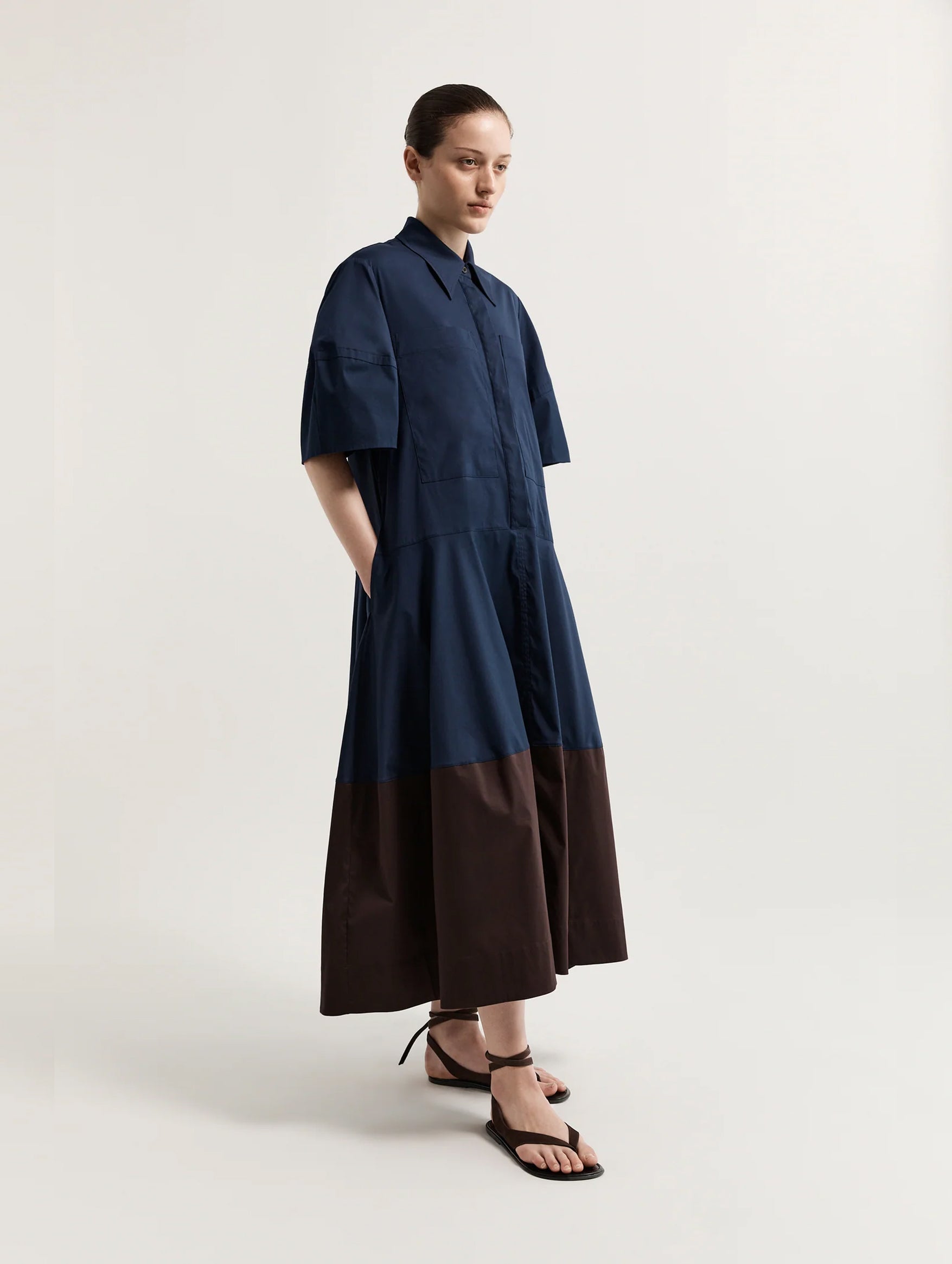 Wendy Shirt Dress in Navy