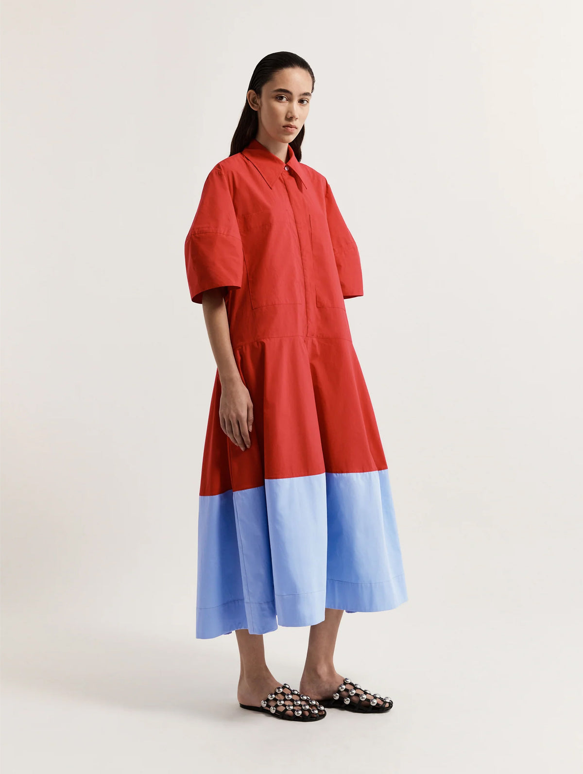 Wendy Shirt Dress in Ruby