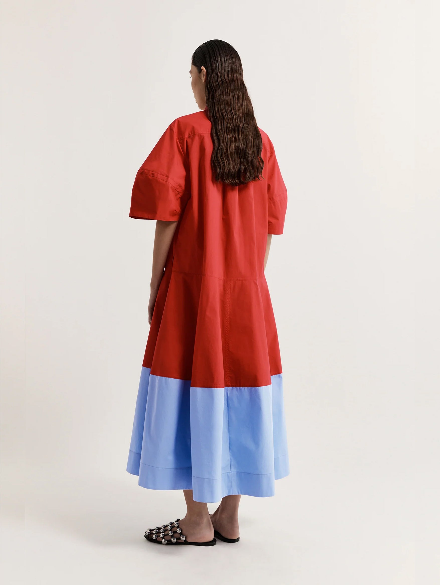 Wendy Shirt Dress in Ruby