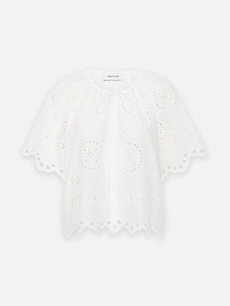 Broderie Blouse in White