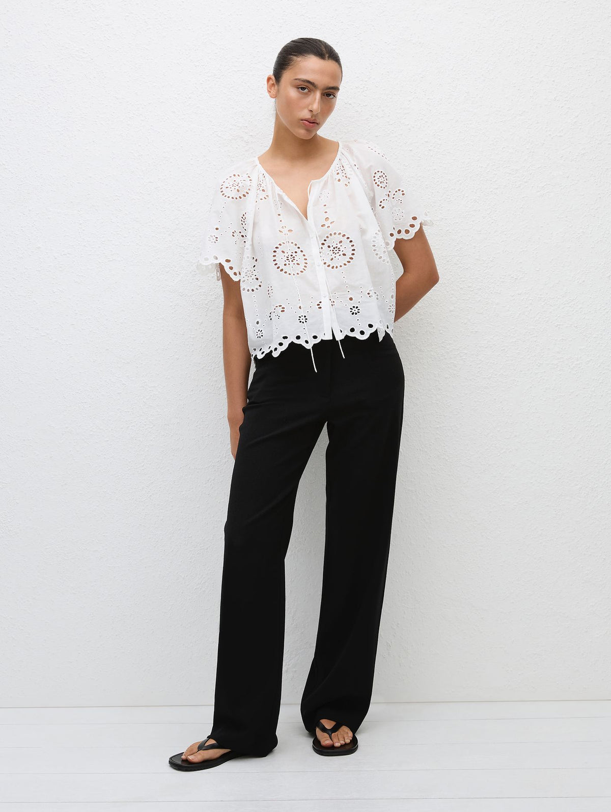 Broderie Blouse in White