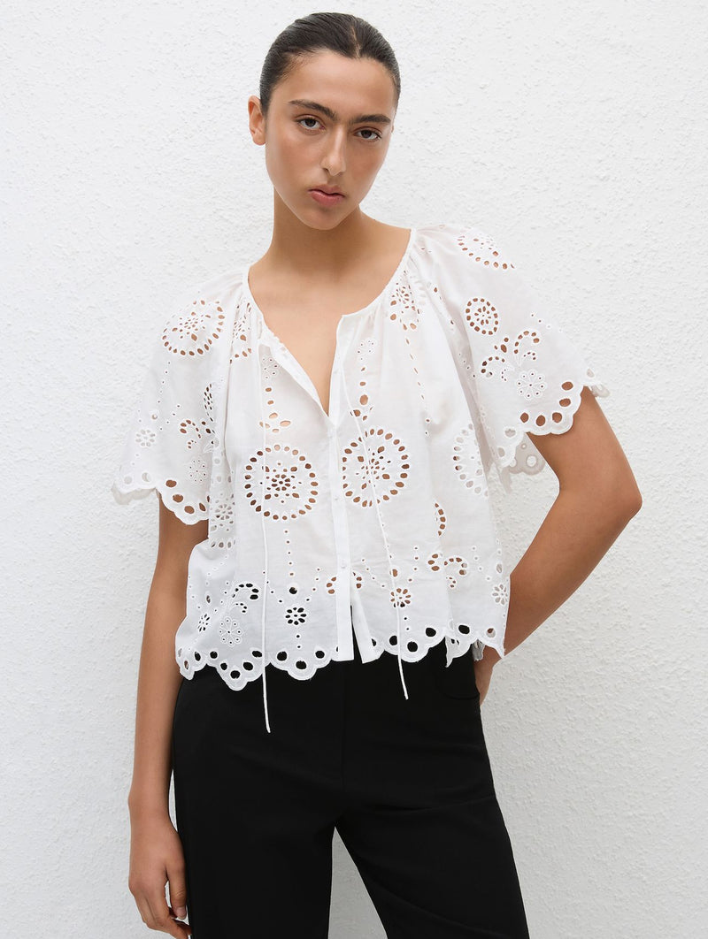 Broderie Blouse in White