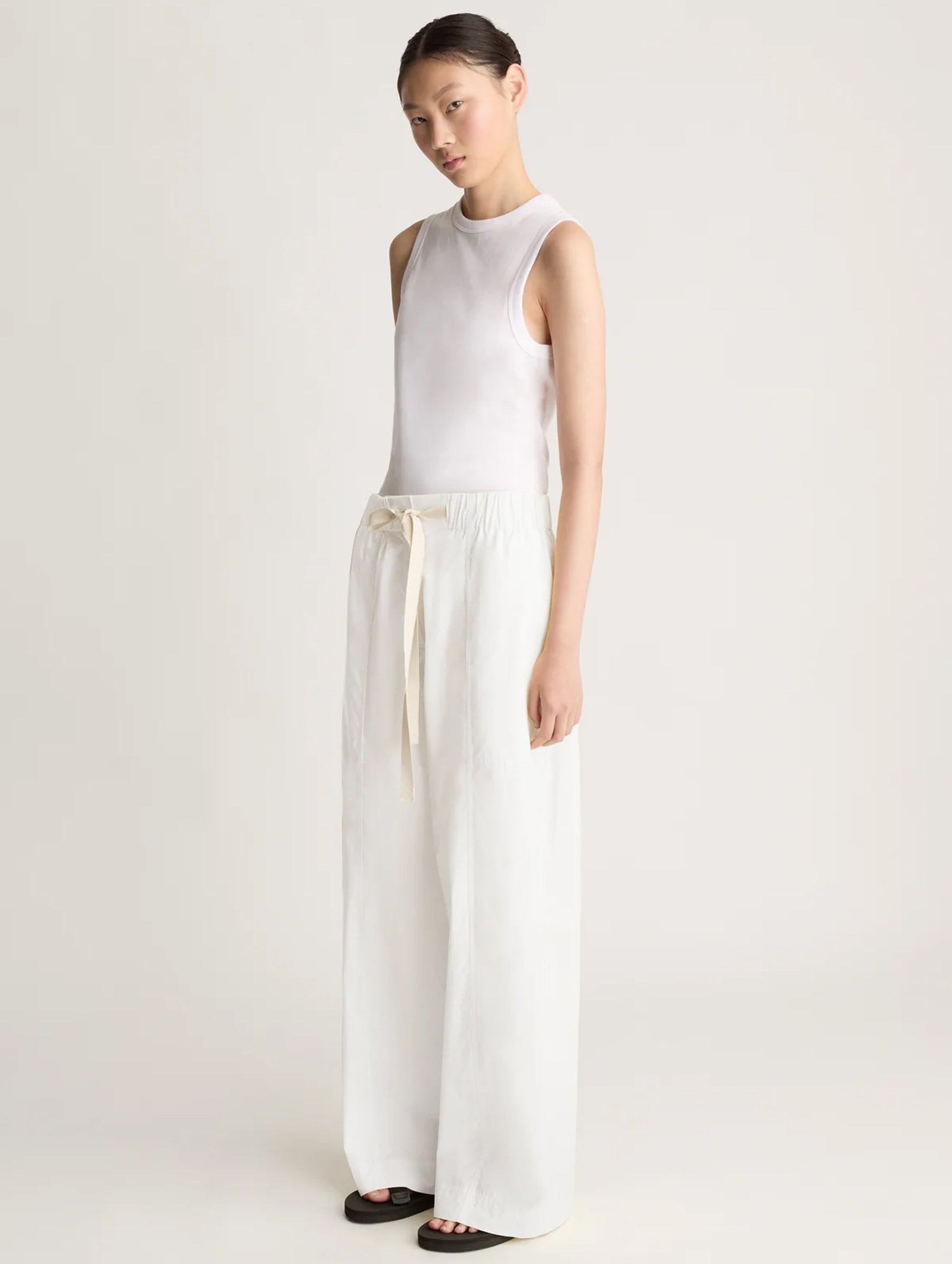 LM Poplin Wide Leg Pant in Natural