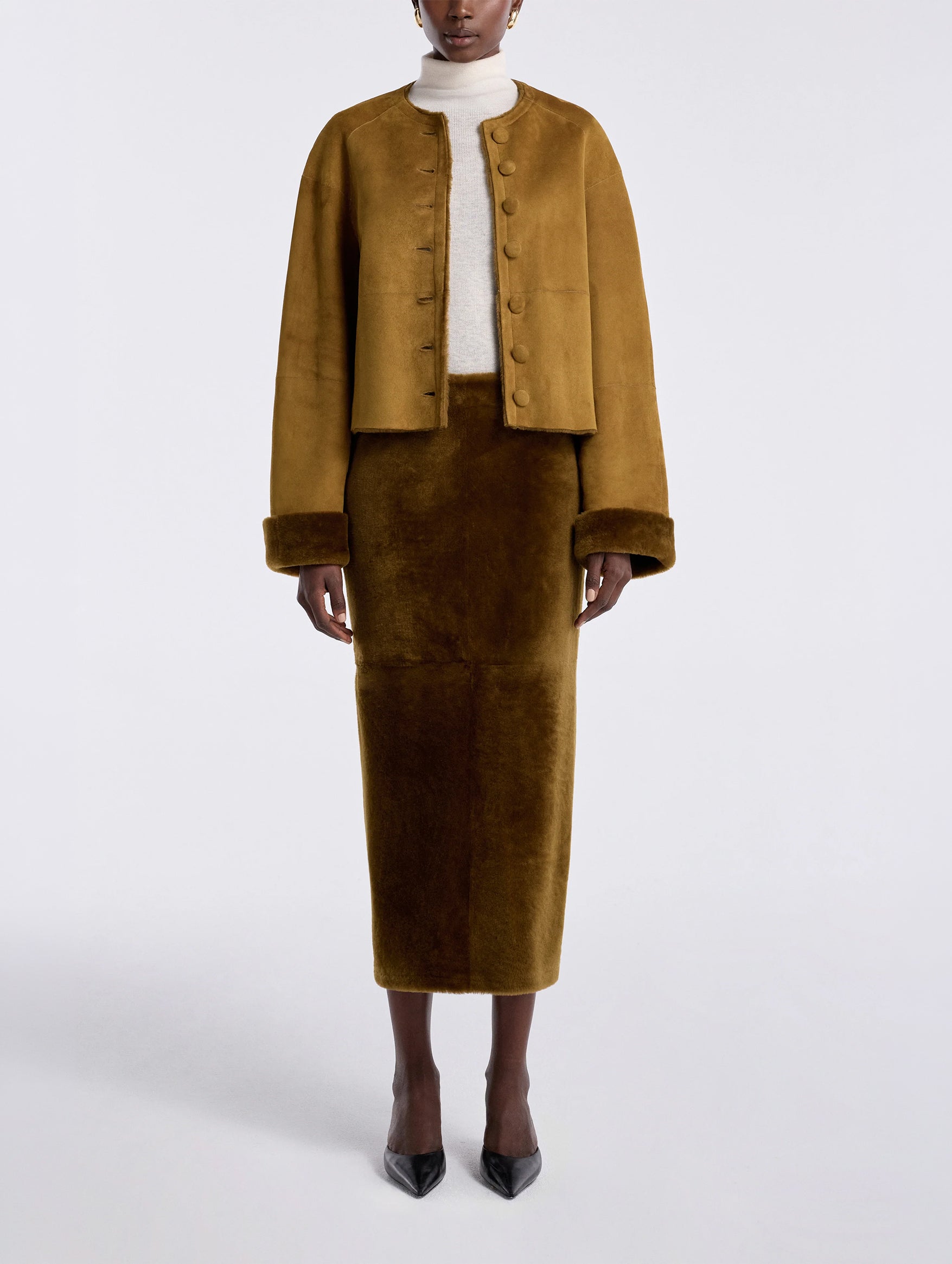 Willow Shearling Jacket in Chartreuse Shearling